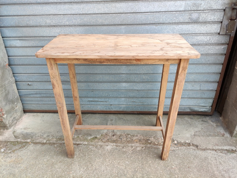 mesa alta puesto mercado madera 101x101x51 2u